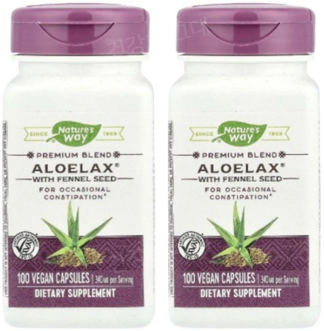 Nature's Way Aloelax with Fennel Seed 네이쳐스 웨이 알로에랙스 펜넬씨드 함유 340mg 100베지캡슐 2팩, 2개 - 쿠팡