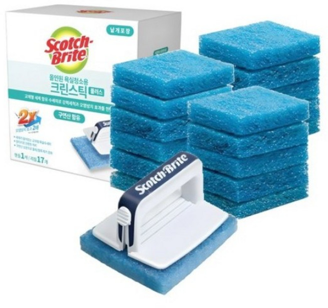 스카치브라이트 올인원 욕실청소용 크린스틱 스타터팩 플러스 핸들 + 리필 17개, MIX, 6세트