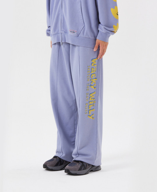 와키윌리 WACKY WILLY 피그먼트 타이포 스웻 팬츠 블루 203817