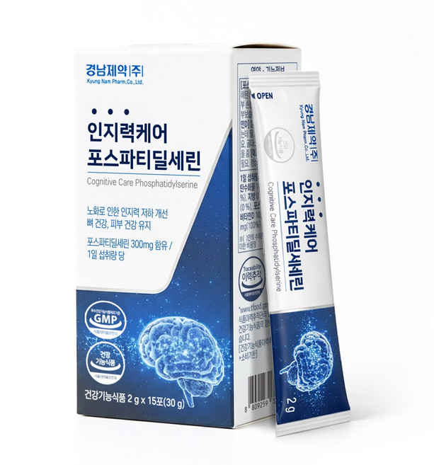 경남제약 인지력 케어 포스파티딜세린 식약청인증 PS, 2박스, 15포