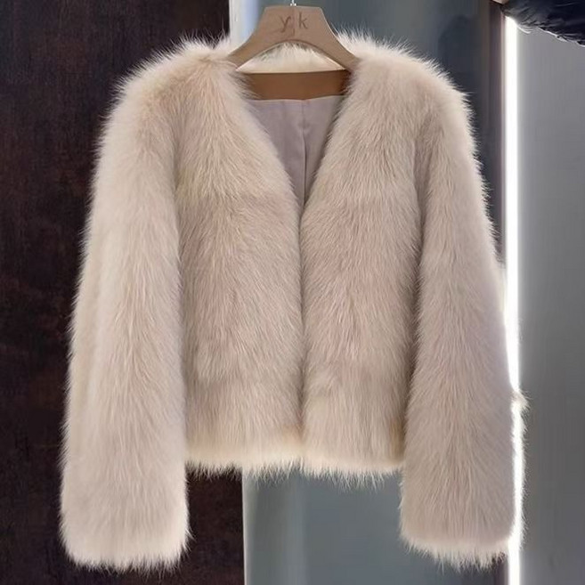 다중성 여성용 가을 겨울 브이넥 밍크라이크 숏 코트 긴팔 퍼 자켓25mhd12jj