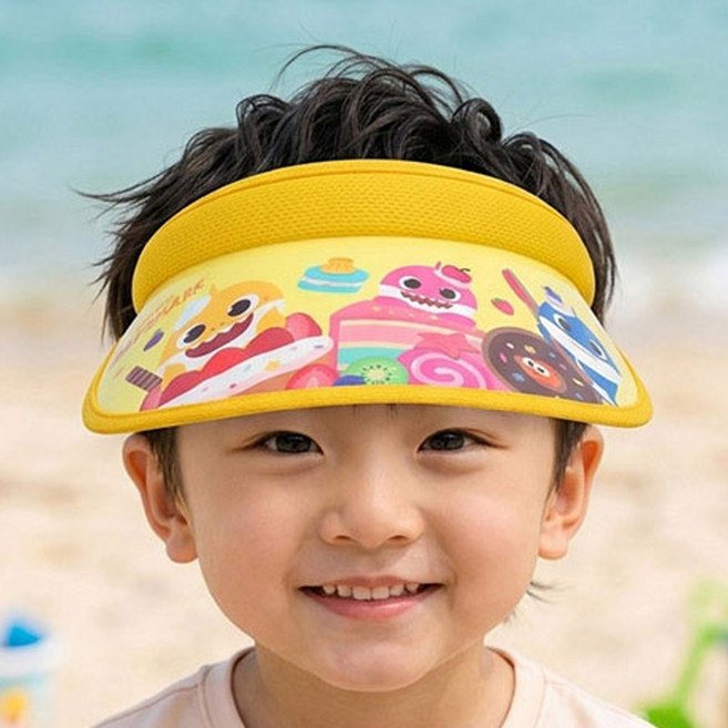 핑크퐁 아동 썬캡 상어가족 디저트 물놀이 핀캡 유아 여아 남아 여름 모자