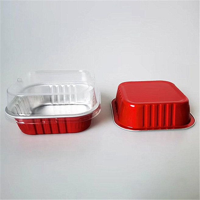 카페용 알루미늄 제품 호일 휴대용 100개 마카롱 일회용 포장 디저트 티라미슈 몰드 선물용 베이킹 소형, 7.빨간색: 뚜껑있음 100개