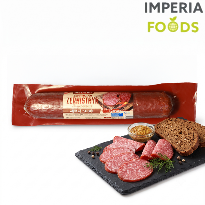 마에스트로 MAESTRO 제르니스타야 훈제 소시지 Zernistaya Half-smoked Sausage 소고기 한돈 390g, 1개