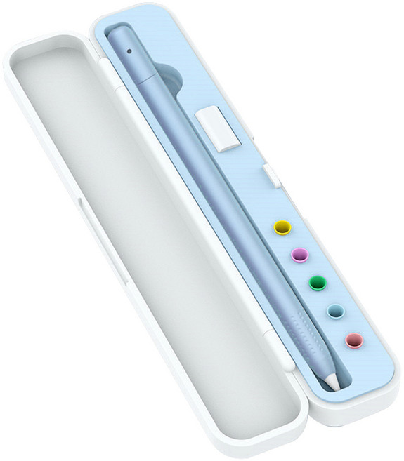 애플펜슬 호환 필통 케이스 휴대용 악세서리 수납 AC01, 1개, 케이스 장착용 블루