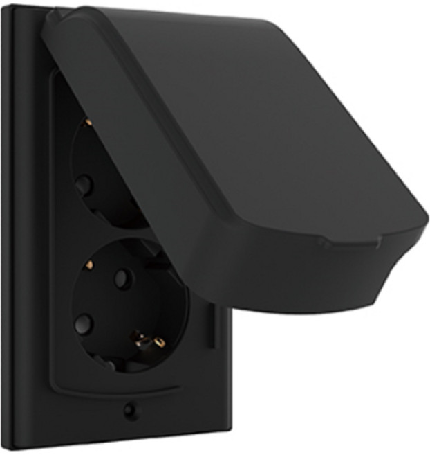 아펠라 접지 2구 방우형 콘센트 블랙 핀타입, 1개