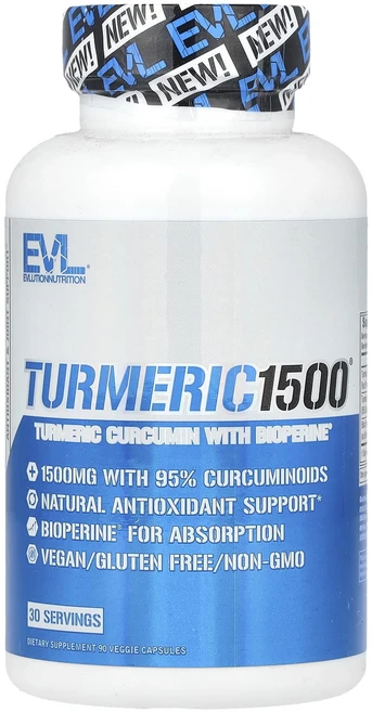 EVLution Nutrition 터메릭1500 베지캡슐 90정, 3개 - 쿠팡
