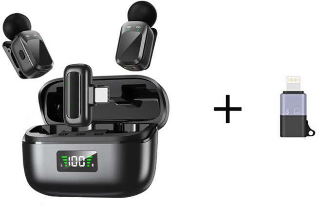 SMABAT 초경량 무선 핀마이크 휴대용 핀마이크 강의용 무선 핀마이크 충전케이스 포함, 블랙