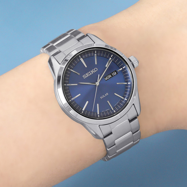 세이코 태양충전 솔라파워 남성용 캐쥬얼 라운드 메탈시계