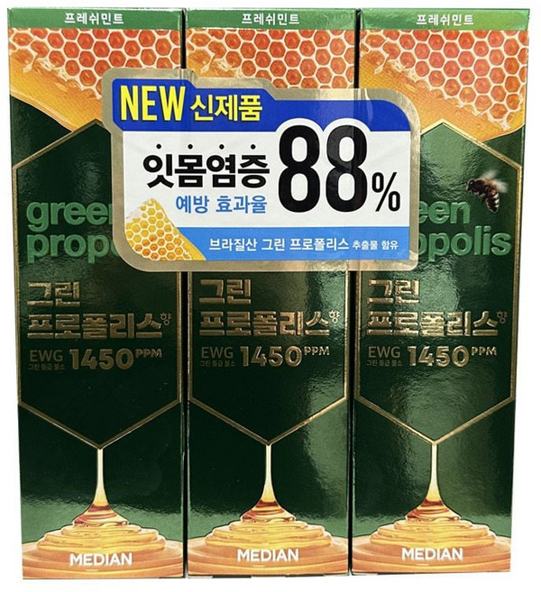 그린프로폴리스 치약 프레쉬민트 100g 3개입 메디안_20260301EA