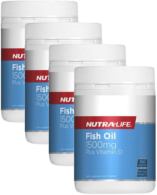 뉴트라라이프 피쉬오일 1500mg 비타민D 오메가3 NUTRALIFE Fish Oil Plus Vitamin D, 4개, 180정