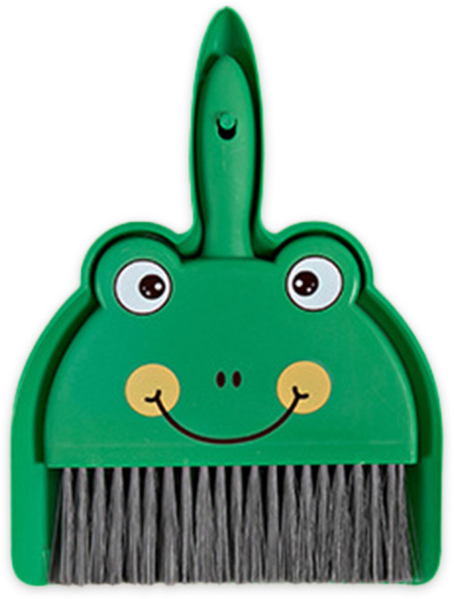 KC인증 애니멀 빗자루 쓰레받기 세트 어린이 미니 청소용품 준비물, 1세트, 개구리