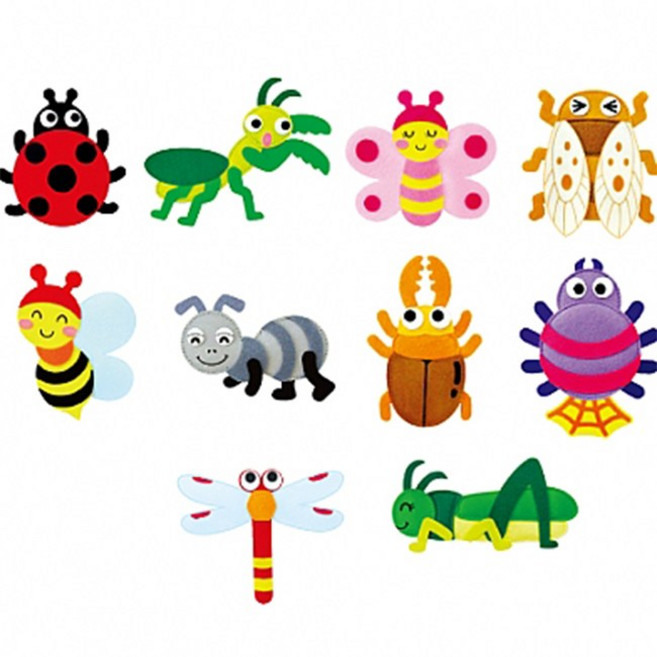 펠트교육자료 곤충 바다생물 10종 찍찍이 자료판 동물모형 학습교구, 곤충10종