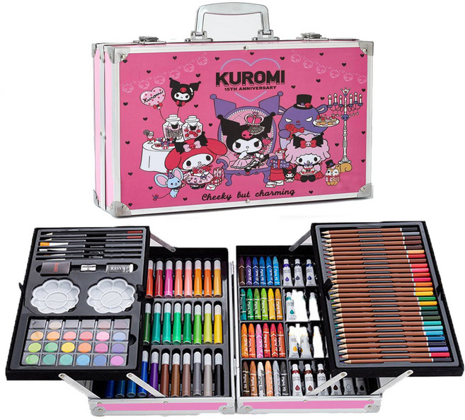 쿠로미 프리미엄 미술 도구 세트 4단 케이스 145p 화구박스 전문가용, 1박스, 145개