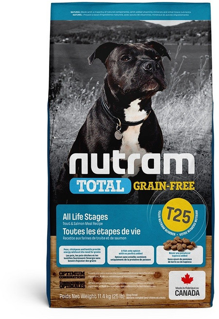 紐頓 Nutram T25 無穀全能 鮭魚+鱒魚 潔牙 全齡犬 狗飼料, 1個