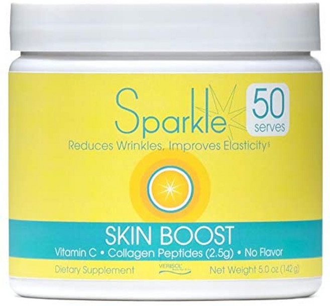 Sparkle Skin Boost No Flavor Verisol Collagen Peptides Protein Powder 비타민 C 보충 음료 2.8oz, 50-서브, 맛 없음, 142g, 1개
