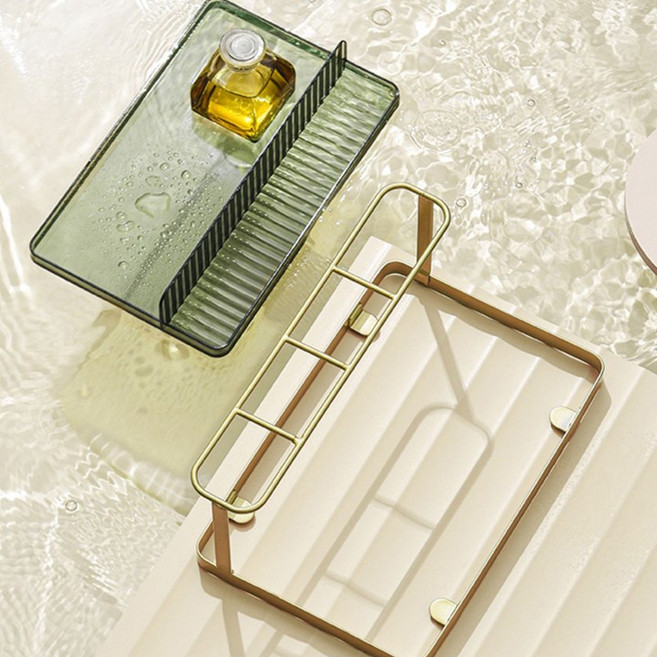 욕실 칫솔 거치대 트레이 물받침 위생 치약 칫솔꽂이 미끄럼방지, 골드, 1개