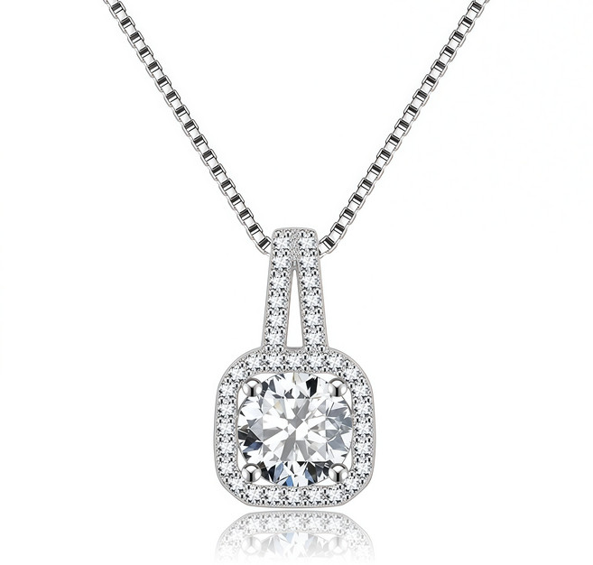 COCOYOU 여성 스퀘어 다이아몬드 펜던트 목걸이 GZ-02