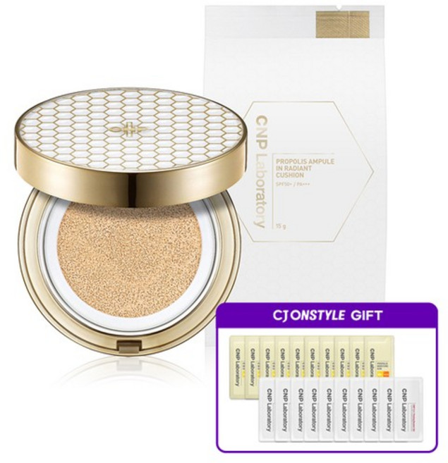 CNP 프로폴리스 앰플 인 래디언트 쿠션 21호 (본품+리필) + 샤쉐 20매 증정, 없음, 1개