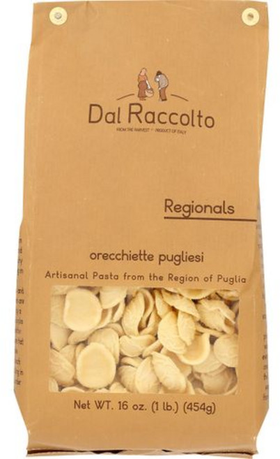 달 라콜토 오레키에테 파스타 1.0파운드 Dal Raccolto Pasta - Orecchiette Pugliesi 1 lb Bag, 1개, 454g