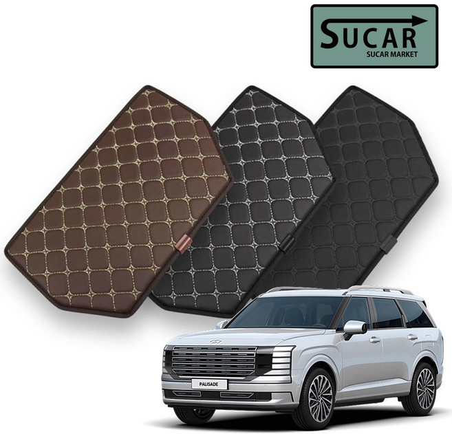 우주카 디올뉴 팰리세이드 LX3 퀄팅 가죽 시트백 언더커버 하단 킥매트 스크래치 방지 2P, 브라운