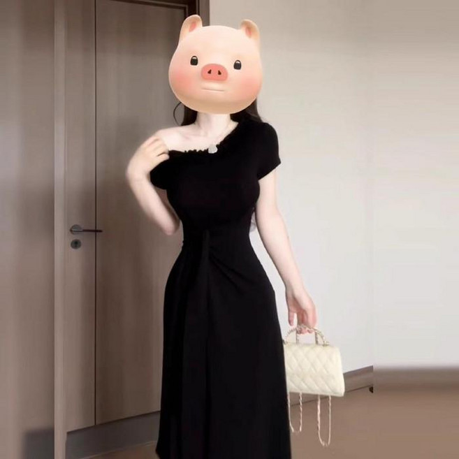 女款長洋裝 收腰 修身 綁帶 法式 休閒 約會穿搭