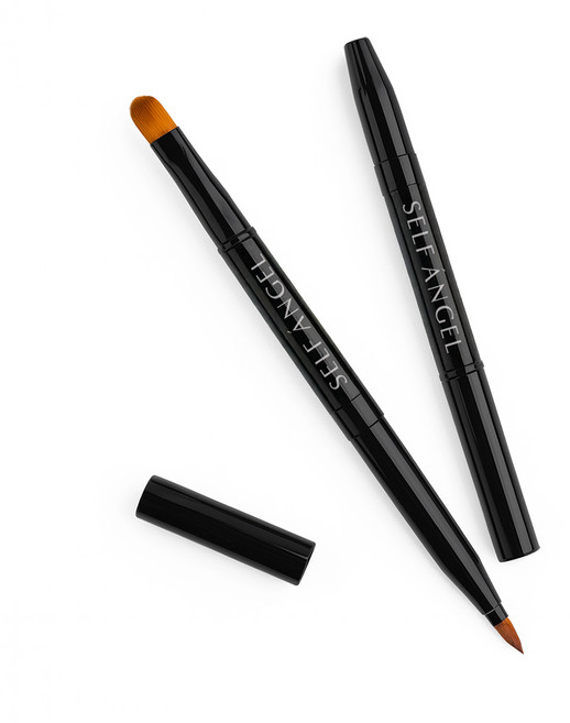 듀얼 립브러쉬 휴대용 립스틱솔 립붓 브러시, 1개, 블랙