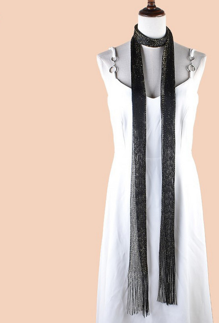 히야린느 메탈릭 반짝이 스키니 롱사이즈 금사 스카프 (3colors)