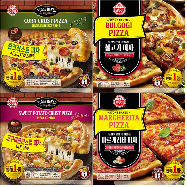 오뚜기 피자 4종 각 1개 불고기+시그니처익스트림콘크러스트+미트콤보고구마크러스트+마르게리타, 1.743kg, 1세트