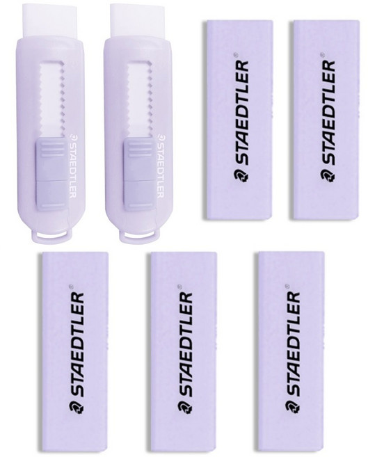 스테들러 슬라이딩 컬러 지우개 + 리필 5p 세트, 파스텔 퍼플 2개+리필 5개, 1세트