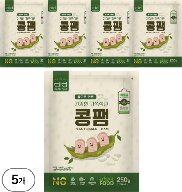 대디푸드 대디 건강한 식단 콩으로 만든 햄 콩팸, 5개, 250g