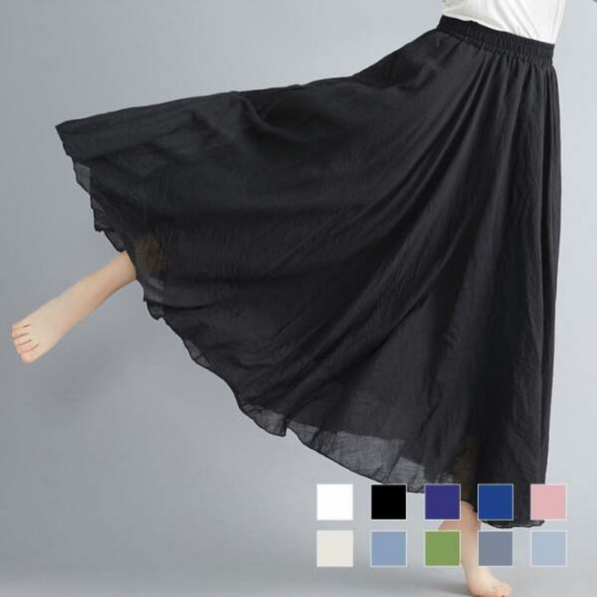 [라이프커머스] (스타일하우스)스커트 치마 연비 아사면 A라인 롱치마 SD 230325