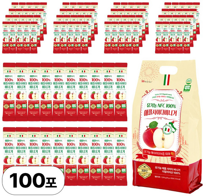 BD사이언스 이대호 유기농 애사비 100% 애플사이다비니거 사과식초 스틱, 100개, 15ml