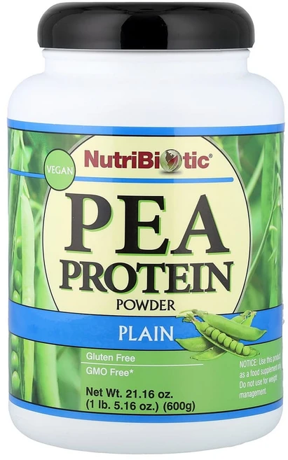 NutriBiotic 완두콩 단백질 파우더 플레인 600g (21.16oz), 1개 - 쿠팡