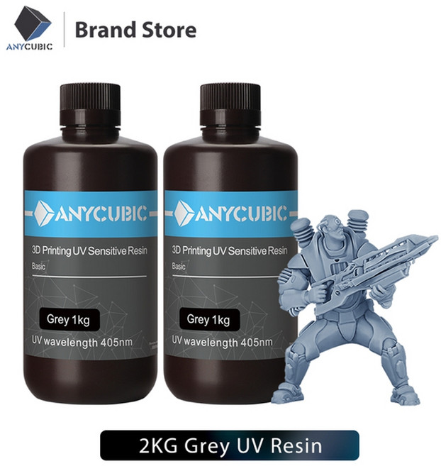 anycubic photon 405nm 1l resin for photon 3d printer lcd uv sensitive resin liquid printing material, 2 pc 회색-1kg, 협력사, 1개