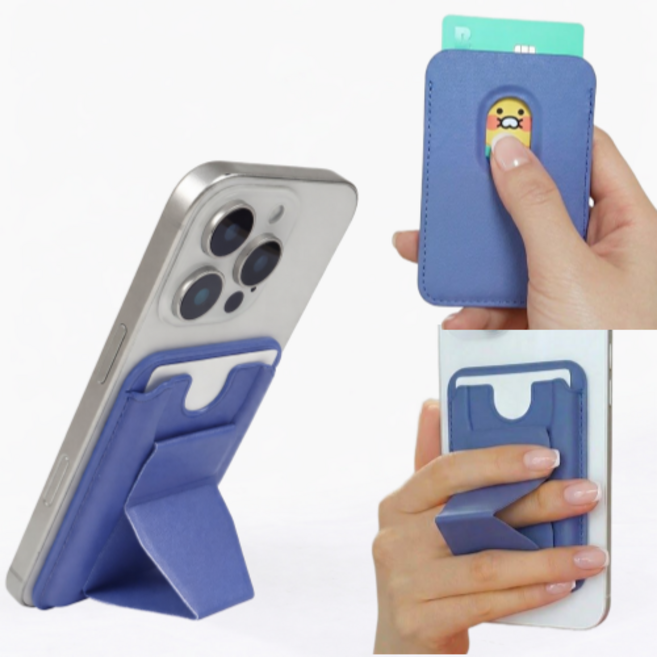 루체엠 맥세이프 카드지갑 거치대 케이스, 1개, 더스티라일락