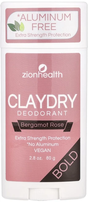 Zion Health ClayDry 데오드란트 Bold 베르가못 장미 2.8 oz (80 g), ZionHealthClayDry데오드란트Bold베르가못, 80g, 1개 - 쿠팡