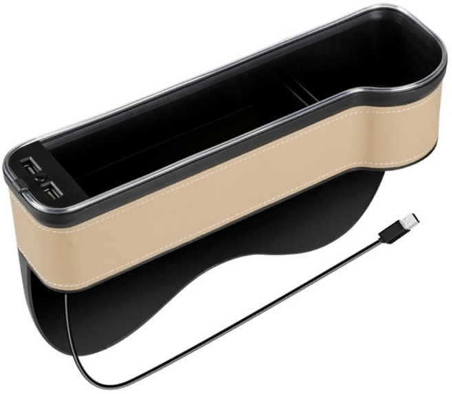 다기능 자동차 좌석 틈새 정리 수납함 앞 좌석 콘솔 사이드 포켓 USB 충전 2 개 포함 LED 조명 91AE, 01 BG2