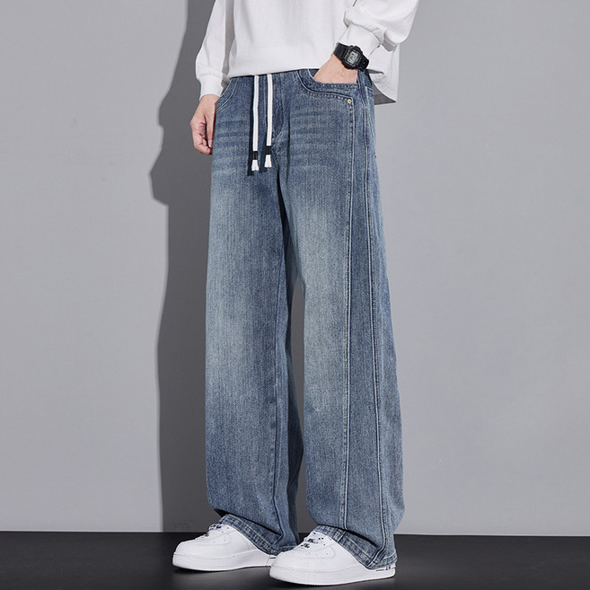 남자청바지 밴딩청바지 춘추 일자 텐셀청바지 루즈핏 긴 바지