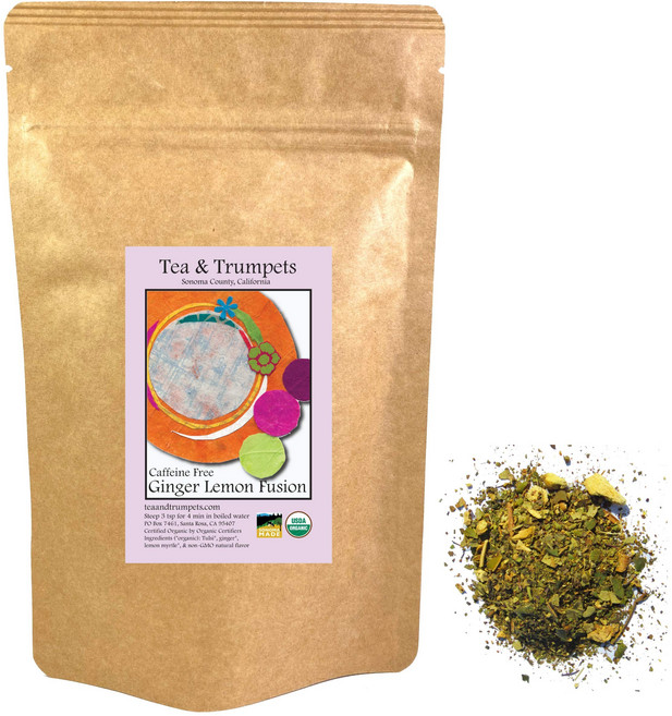USDA 유기농 생강 레몬 퓨전 루스 리프 허브차 - 113g USDA Organic Ginger Lemon Fusion Loose Leaf Herbal Tea - 4 oz, 4 온스, 1개