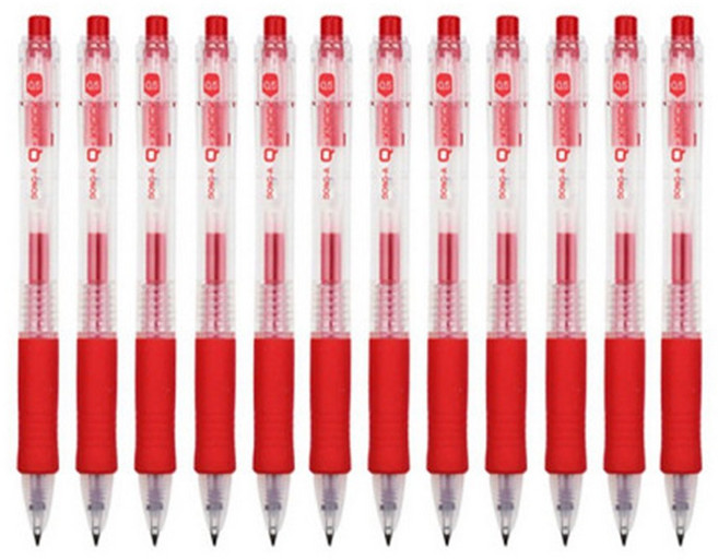 동아 Q-KNOCK 큐노크 볼펜, 0.4mm : 1갑(12자루) x 적색