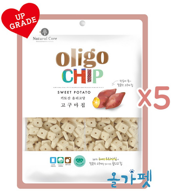 네츄럴코어 올리고칩 강아지간식 + 크래커, 고구마, 250g, 5개