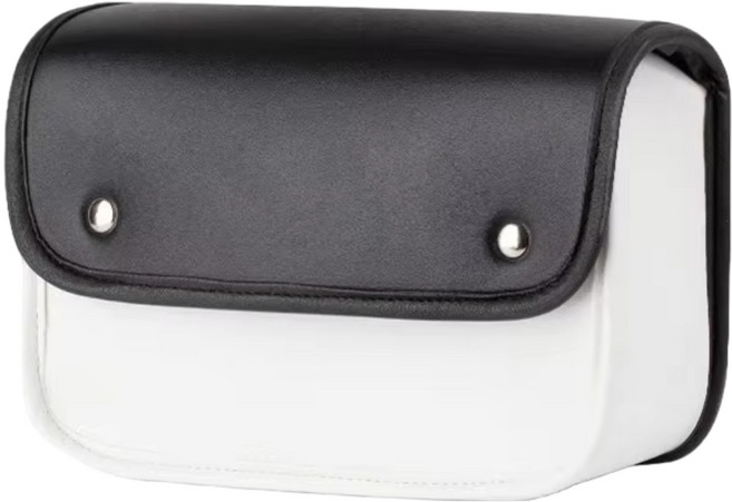 10컬러 스쿠터 오토바이 핸들바 가죽가방 라이더 수납 파우치 클래식 버클 디자인, 블랙&화이트