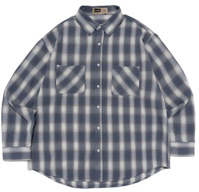 카고브로스 OVERSIZE PLAID POCKET CHECK SHIRT BLUE