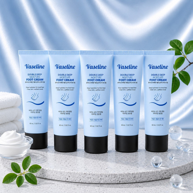 퓨어니크 바세린 더블딥 모이스처 풋 크림, 60ml, 5개, 1개입