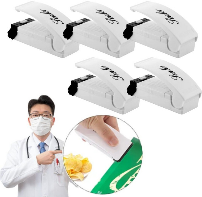 데일리씨 원터치 미니실링기 과자봉지 밀폐기, 5개