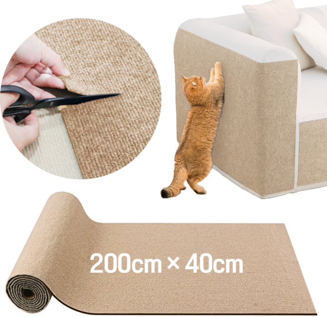 츄르몽 잘라쓰는 부착형 스크래처 붙이는 고양이 스크래쳐, 1개, C. 베이지