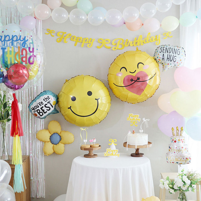 [파티조엘] 빅 스마일 벌룬_3타입 귀여운 스마일 풍선 생일파티 졸업식 데코 포토존, 선택안함, 1개, 스마일 하트