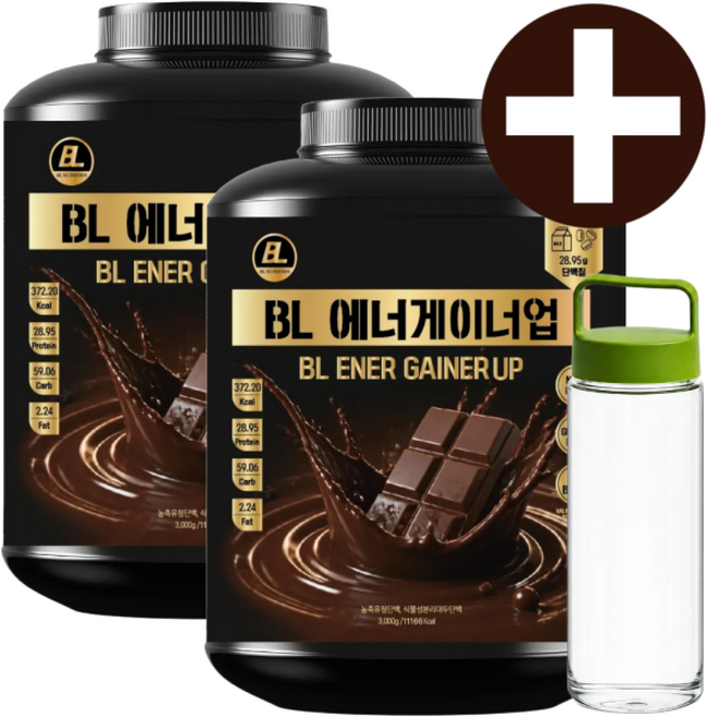비엘에너게이너 단백질보충제 웨이 프로틴 단백질 게이너 벌크업 초코맛 + 가성비 단백질보충제, 2개, 3kg