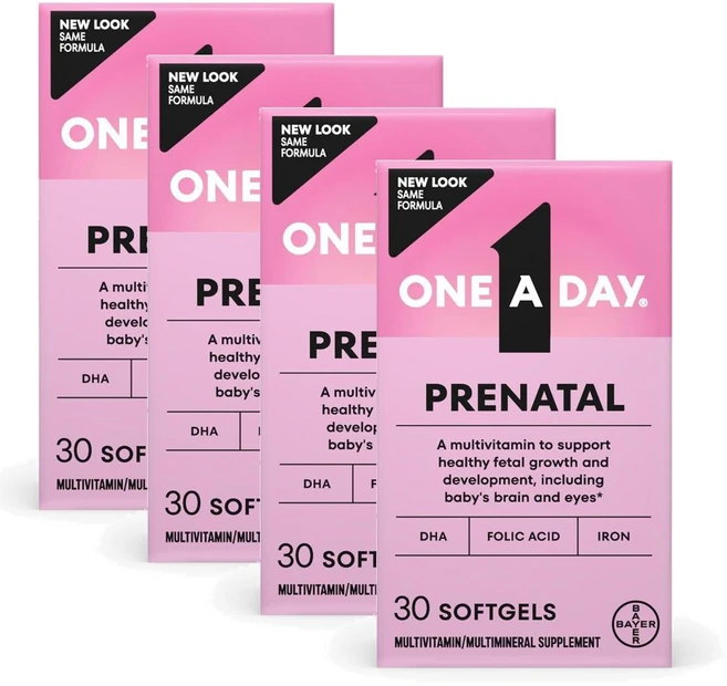 원어데이 여성 프레나탈 1 멀티비타민 미네랄 소프트젤 ONE A DAY Women's Prenatal 1 Multivitamin, 30정, 4개 - 쿠팡